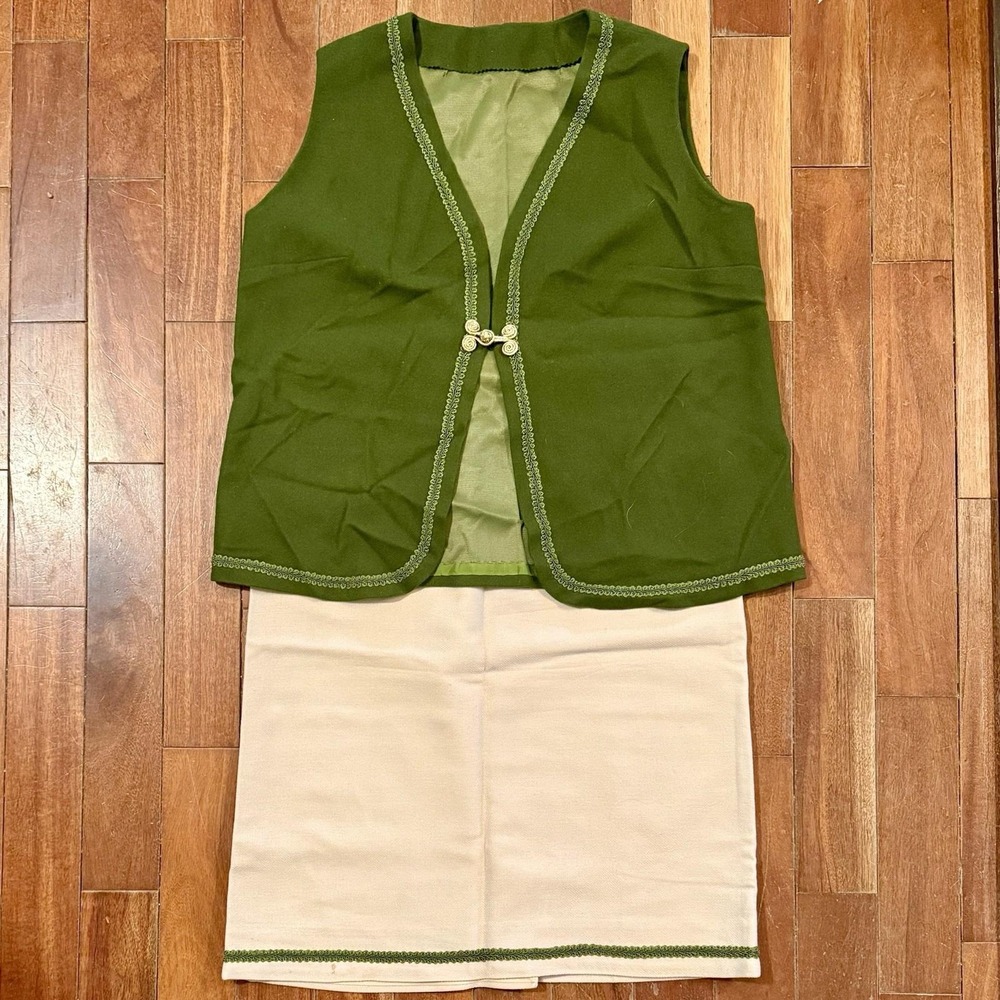 2pc‎ VTG 1960s 60s Handmade Wool VOLUP Holiday Christmas Vest Skirt Women Sz XL